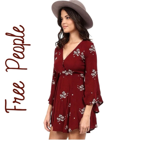 Free People Jasmine Embroidered Long Sleeve Mini Dress Size 2 - Picture 12 of 12